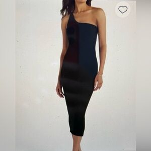 NWT Nine Britton Black Rib Knit One-Shoulder Dress